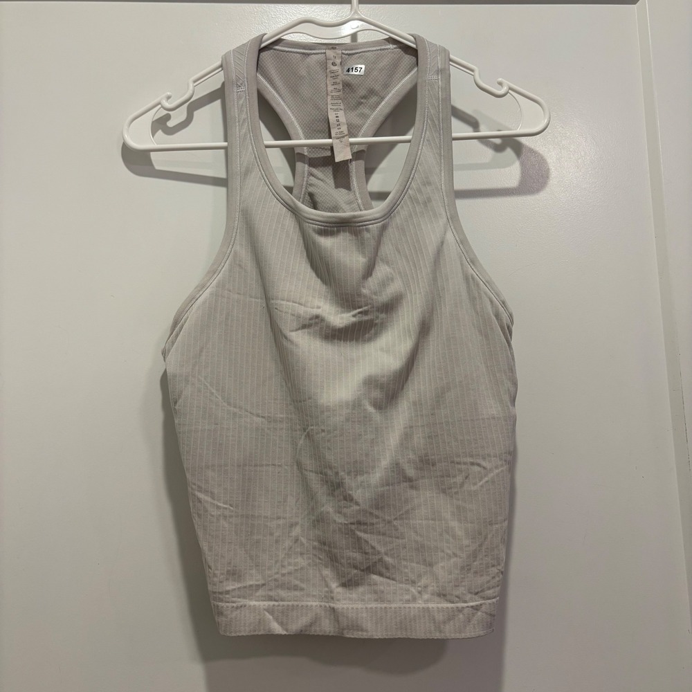 Lululemon Ebb to Street Racerback Crop Tank Top Grey Size 12 LW1CJUS